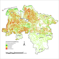 Potenzielle Winderosionsgefährdung - ermittelt nach DIN 19706