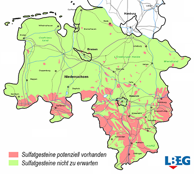 Verbreitung sulfatführender Gesteine