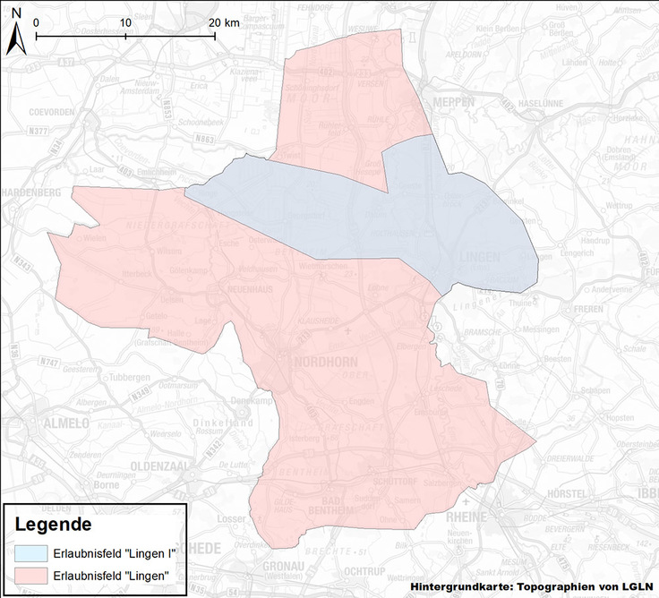 Abgrenzung, Erlaubnisfelder, Lingen, Lingen I