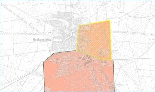 Das Erlaubnisfeld „Bockel-Hankensbüttel I – Verkleinerung“ (gelb umrandet), das am Ost-rand von Hankensbüttel lag, ist jetzt aufgehoben worden.