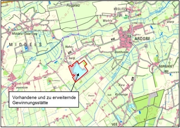 Der Quarzsand-Tagebau in Ardorf-Hohebarg soll vertieft und erweitert werden.