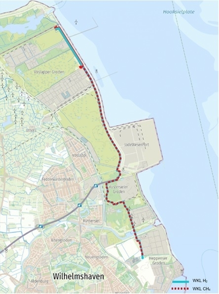 Die WKL soll auf dem Gebiet der Stadt Wilhelmshaven insgesamt 12,4 Kilometer entlang der Küstenlinie zwischen der Gasdruckregel- und -messanlage (GDRM) Wilhelmshaven und Heppenser Groden verlaufen.
