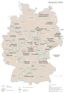 Übersichtskarte der Geoparks in Deutschland