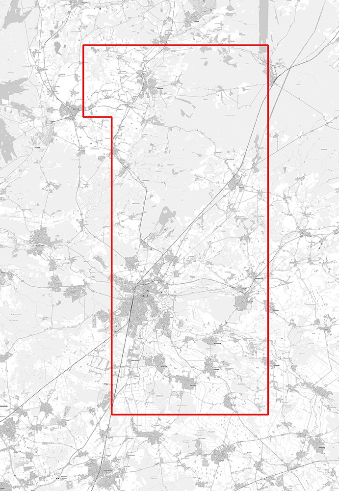 Das Erlaubnisfeld Südheide erstreckt sich von Bröckel im Südosten bis zum Wietzer Berg im Nordwesten und überdeckt dabei fast das ganze Stadtgebiet von Celle.