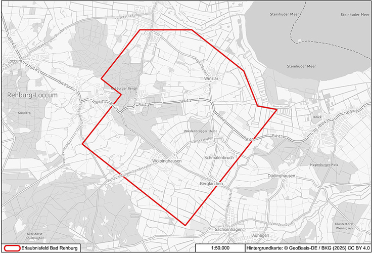 Die Karte zeigt das Erlaubnisfeld 