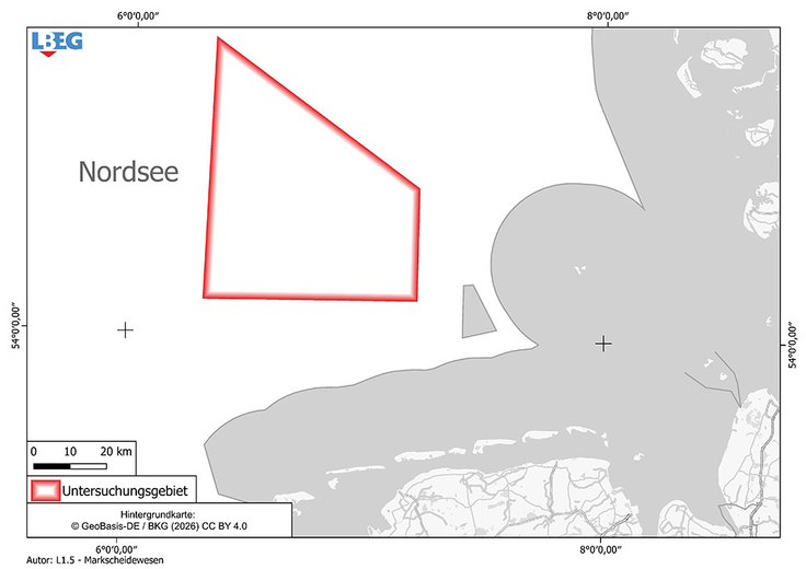Die Karte zeigt die Lage des Untersuchungsgebiets in der Nordsee.