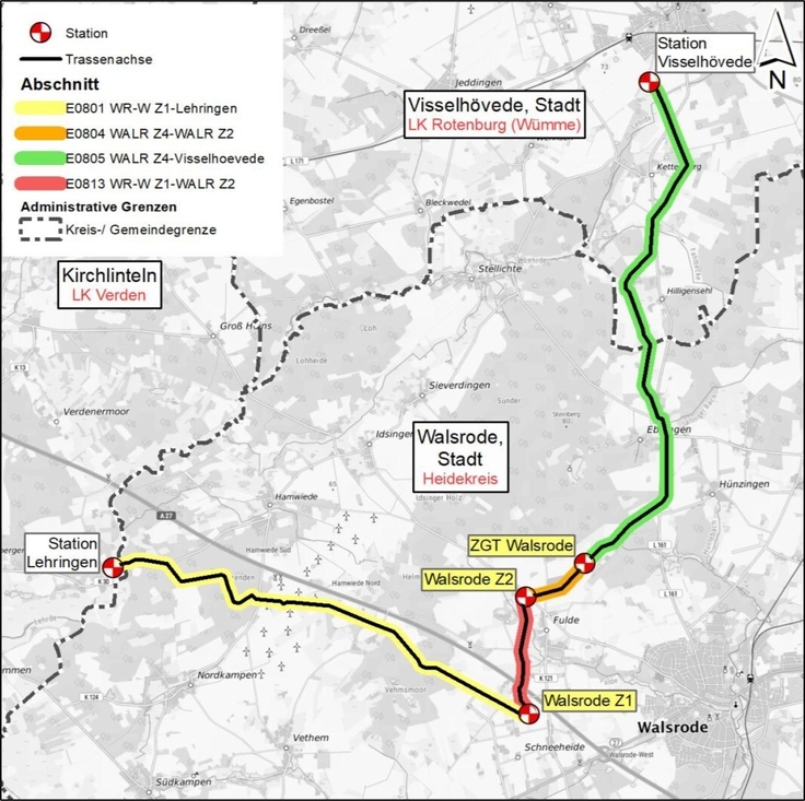 Die Karte zeigt den Verlauf der Gashochdruckleitung.