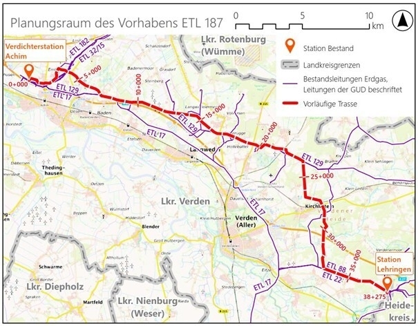 Die Karte zeigt den geplanten Verlauf der Leitung.