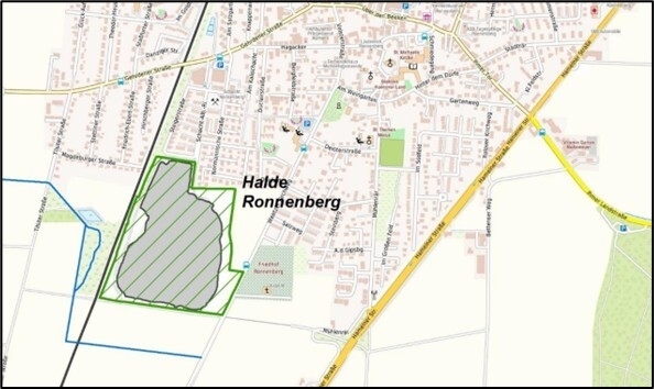Die Karte zeigte die Lage der Halde.