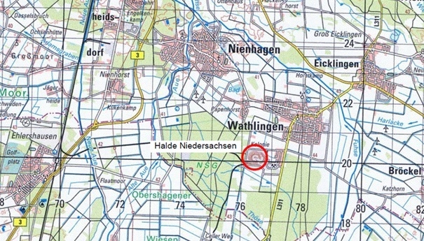 Lage der Halde „Niedersachsen“.